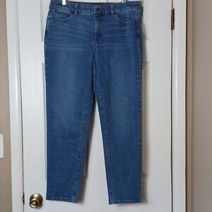 Talbots Simply Flattering 5 Pocket Jeans Medium Wash Chic Cotton Blend Size 14
